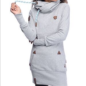 Naketano Women’s Grey Lange Long Tunic Sweatshirt. Size Small.